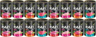 Krmivo Rafi Cat 400g, mix príchutí, 16 kusov